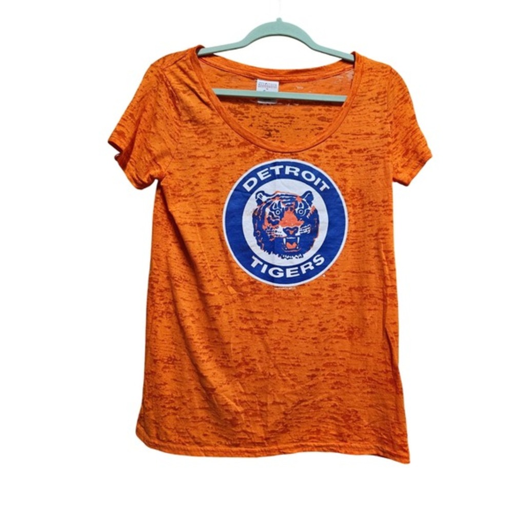 Campus Lifestyle Detroit Tigers Orange Burnout Top Women's Size L Short Sleeve